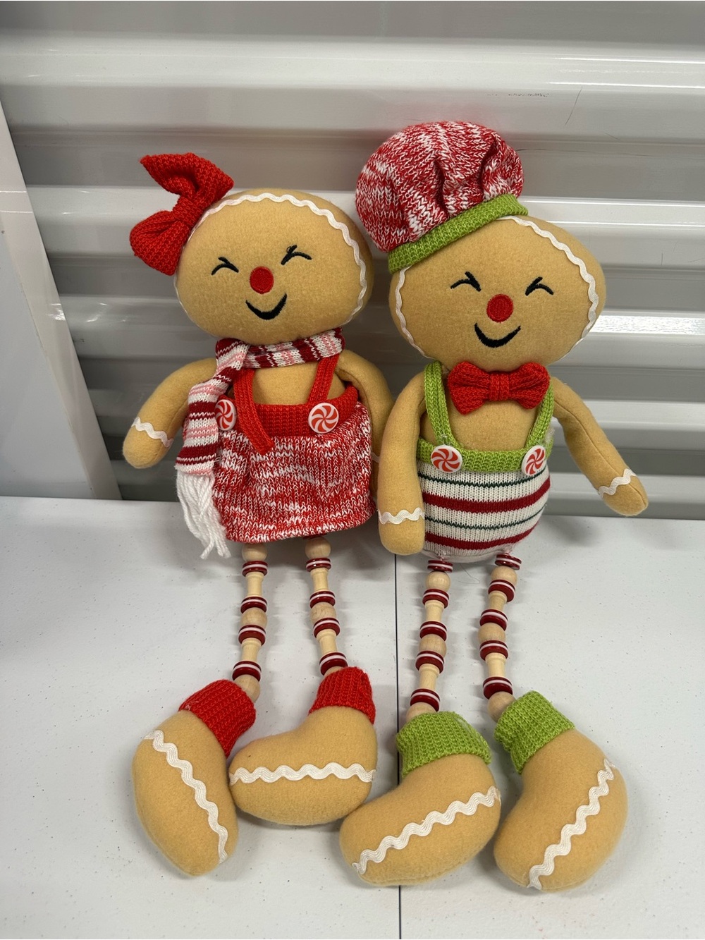 Holiday Gingerbread Plush Duo - Red & Green